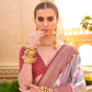 Foil Printed Poly Viscose Silk Saree with Elegant Aqua Finish