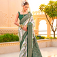 Foil Printed Poly Viscose Silk Saree with Elegant Aqua Finish