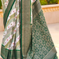 Foil Printed Poly Viscose Silk Saree with Elegant Aqua Finish