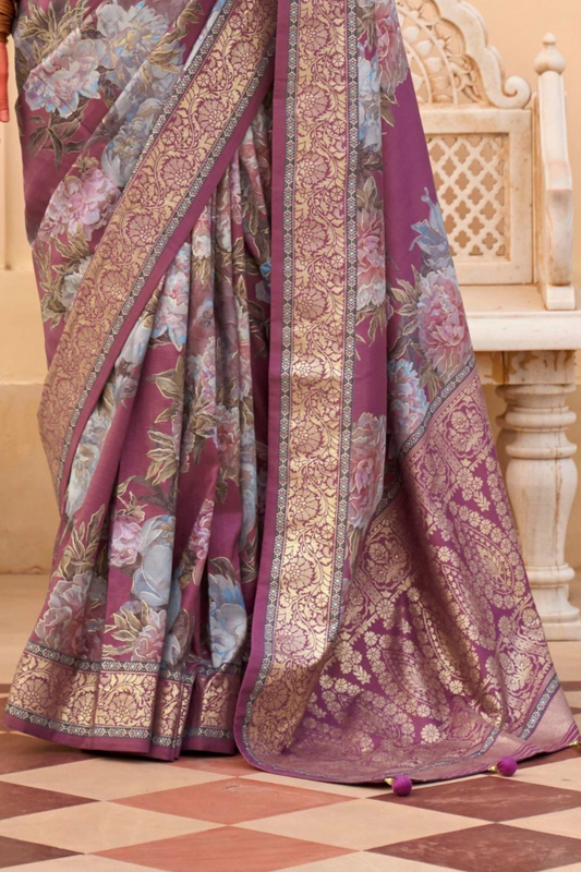 Elegant Digital Printed Art Silk Saree for Festive Occasions