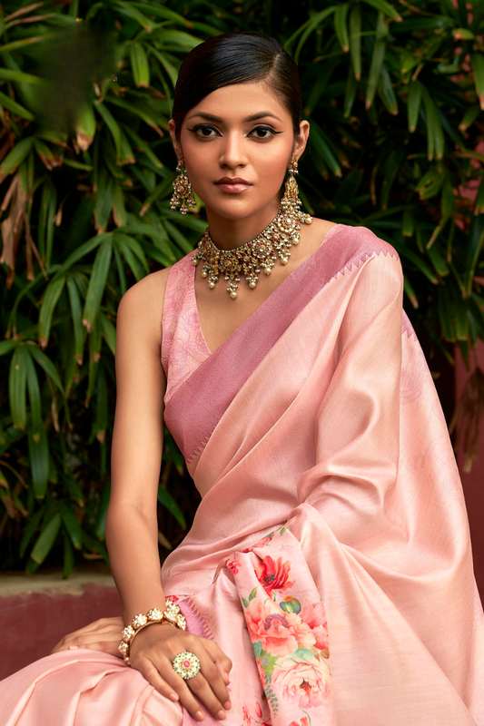 Super Tussar Silk Saree with Excellent Digital Floral Print