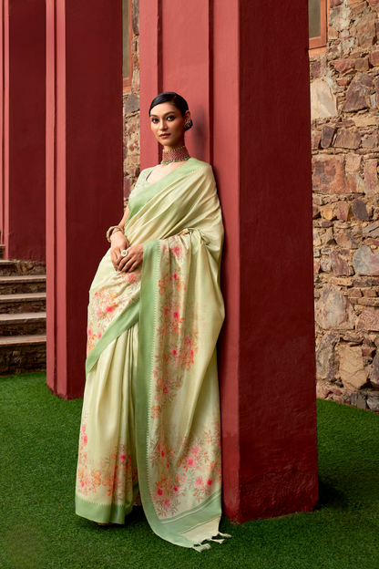 Super Tussar Silk Saree with Excellent Digital Floral Print
