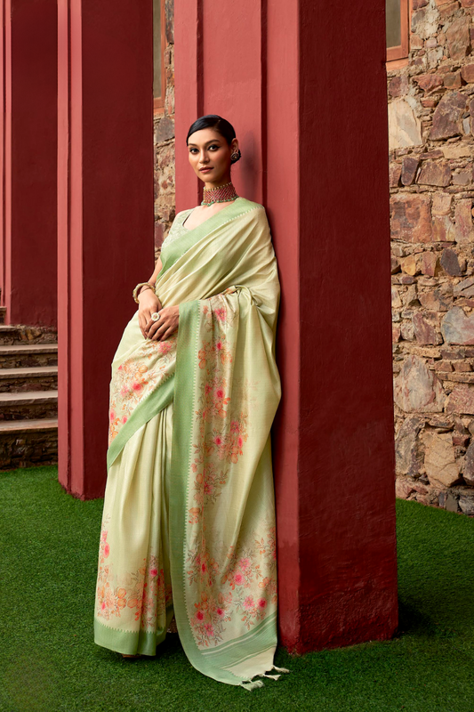 Super Tussar Silk Saree with Excellent Digital Floral Print