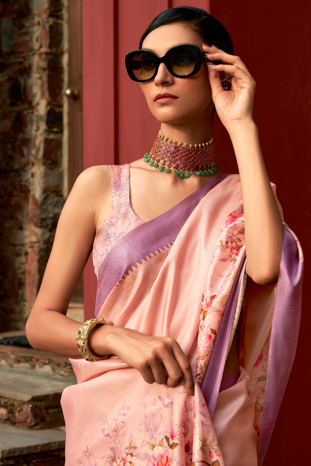 Super Tussar Silk Saree with Excellent Digital Floral Print