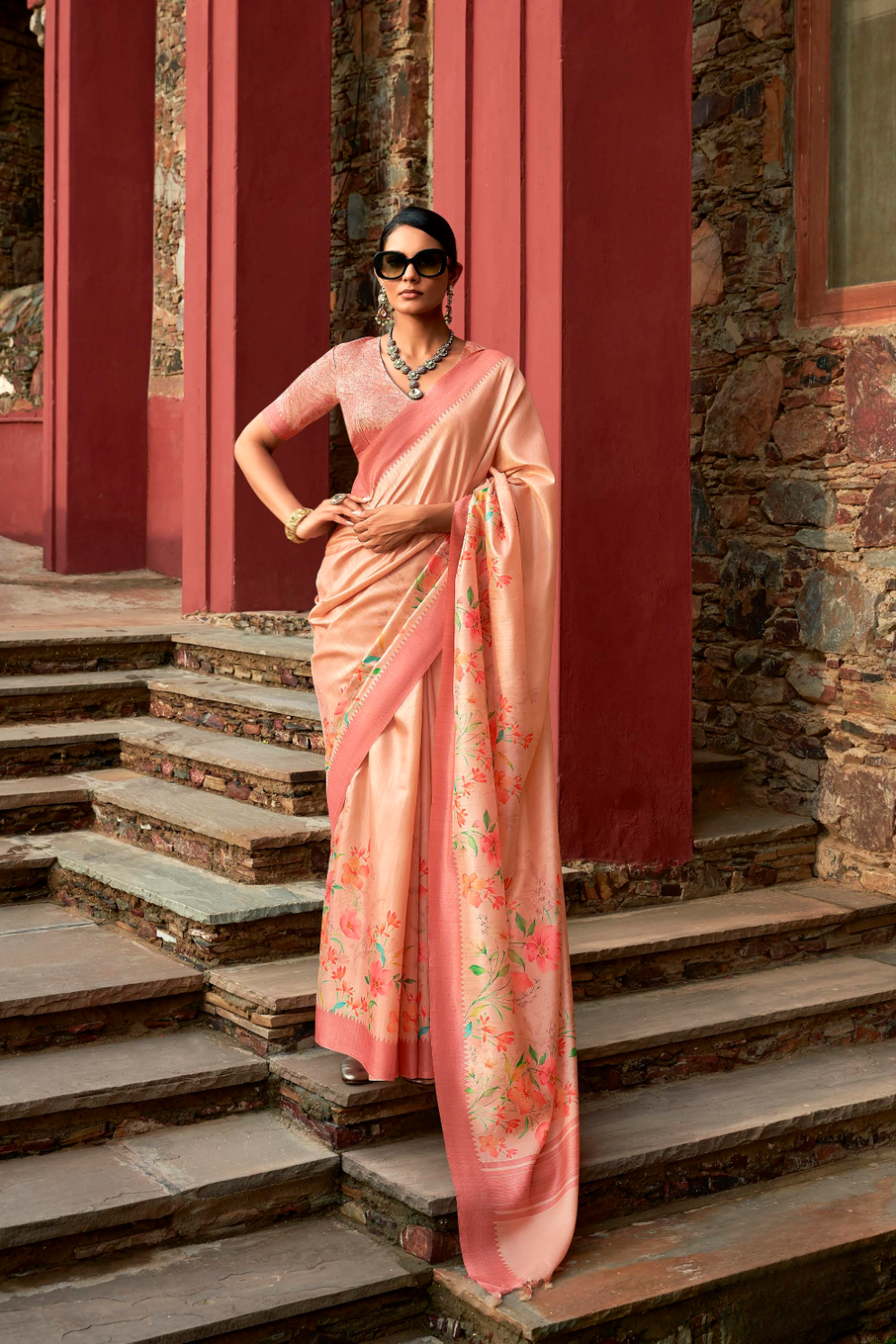 Super Tussar Silk Saree with Excellent Digital Floral Print