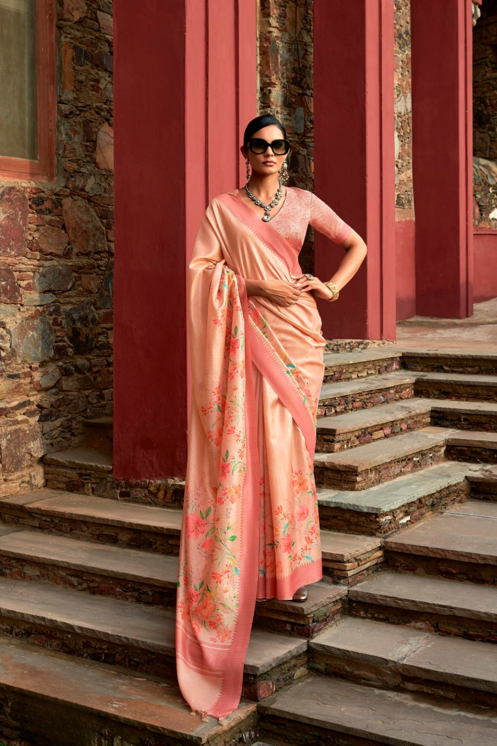Super Tussar Silk Saree with Excellent Digital Floral Print