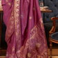 Woven Tussar Silk Saree with Elegant Sequins Work