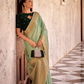 Elegant Tissue Linen Drape with Rich Velvet Contrast Blouse - LaVante Fashion