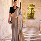 Elegant Tissue Linen Drape with Rich Velvet Contrast Blouse - LaVante Fashion
