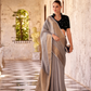 Elegant Tissue Linen Drape with Rich Velvet Contrast Blouse - LaVante Fashion