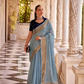 Elegant Tissue Linen Drape with Rich Velvet Contrast Blouse - LaVante Fashion