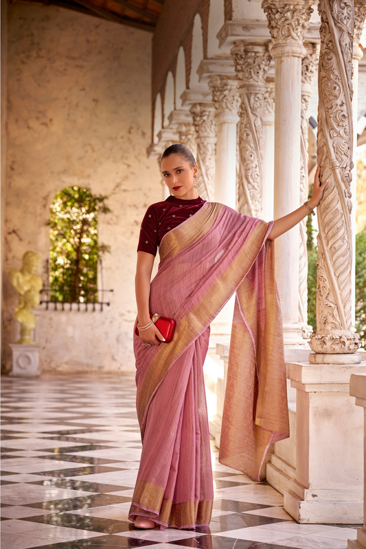 Elegant Tissue Linen Drape with Rich Velvet Contrast Blouse - LaVante Fashion
