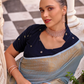 Elegant Tissue Linen Drape with Rich Velvet Contrast Blouse - LaVante Fashion