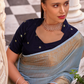 Elegant Tissue Linen Drape with Rich Velvet Contrast Blouse - LaVante Fashion