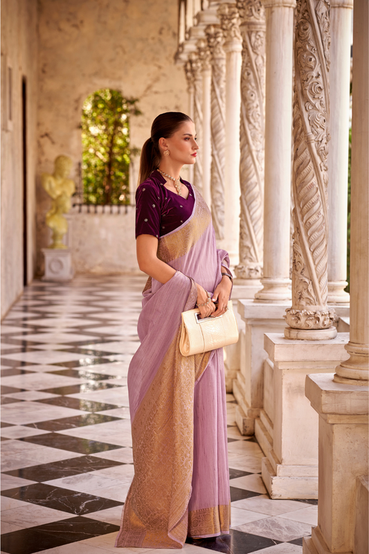 Elegant Tissue Linen Drape with Rich Velvet Contrast Blouse - LaVante Fashion