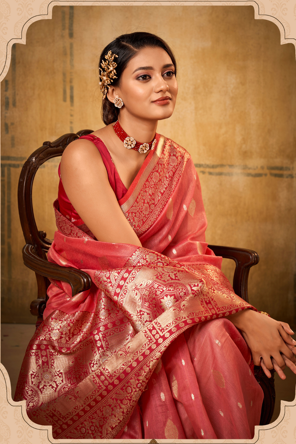 Tissue Silk Saree with Striking Contrast Border