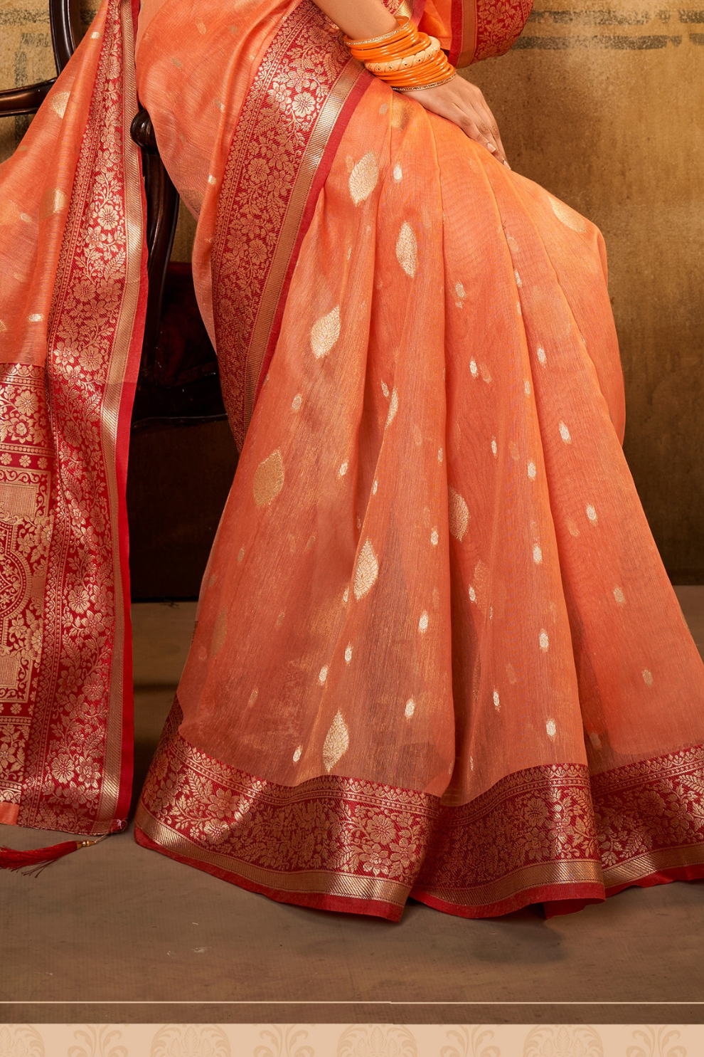 Tissue Silk Saree with Striking Contrast Border