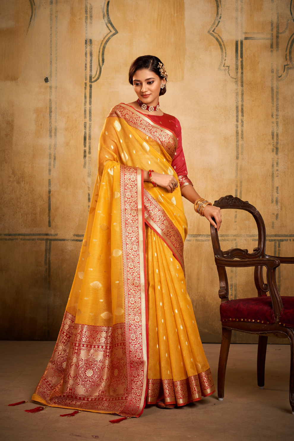 Tissue Silk Saree with Striking Contrast Border