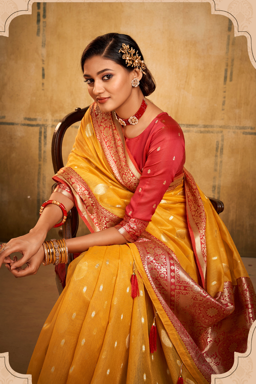 Tissue Silk Saree with Striking Contrast Border