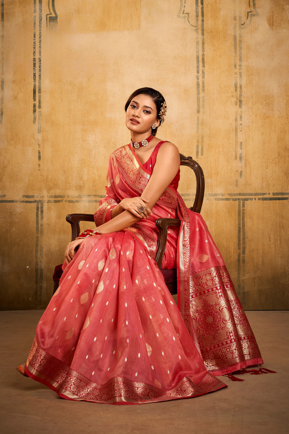 Tissue Silk Saree with Striking Contrast Border