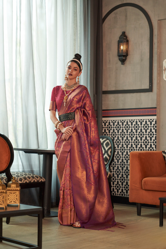 Traditional Kanjivaram Silk Saree with Rich Zari Weaving