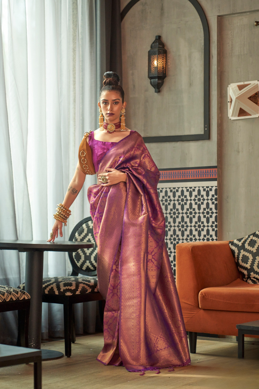 Traditional Kanjivaram Silk Saree with Rich Zari Weaving