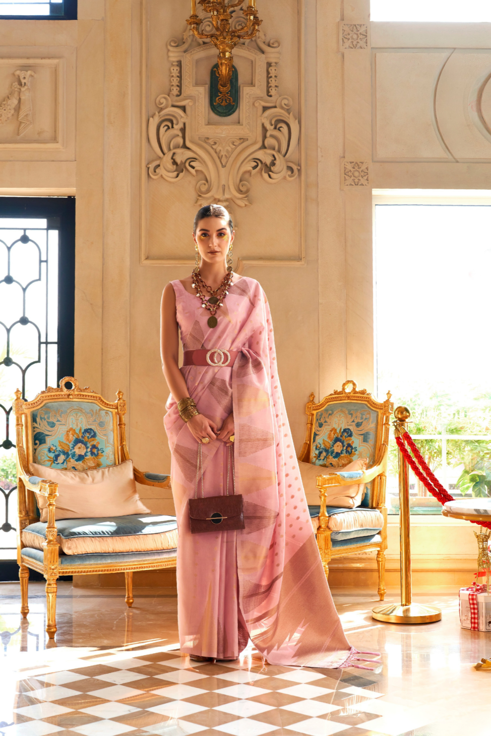 Handwoven Tissue Silk Saree with Elegant Weaving Work