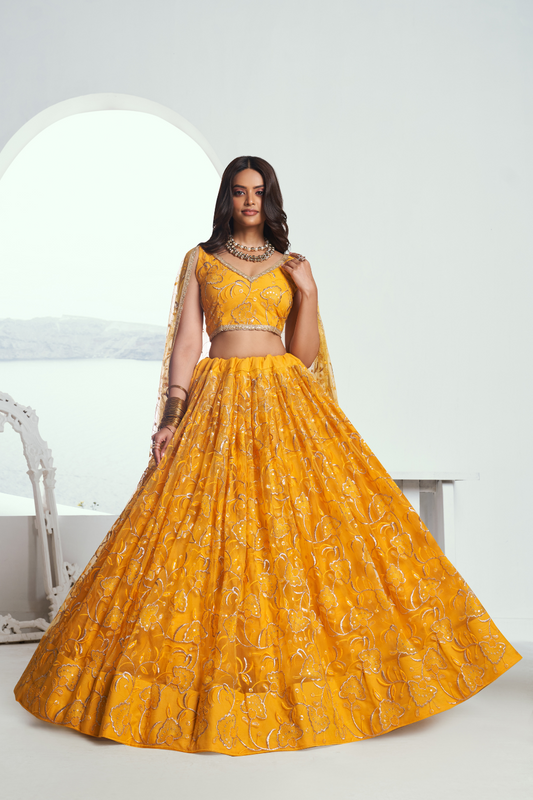 Graceful Net Lehenga Choli with Intricate Embroidery for Engagement Wear