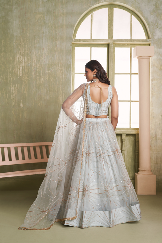Stylish Wine Embroidered Net Lehenga Choli for Special Occasions
