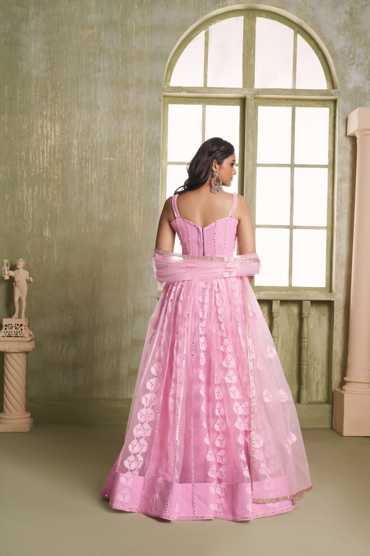 Stylish Wine Embroidered Net Lehenga Choli for Special Occasions