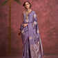 Tone-to-Tone Satin Handloom Saree with Banarasi Zari and Heavy Pallu