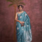 Tone-to-Tone Satin Handloom Saree with Banarasi Zari and Heavy Pallu