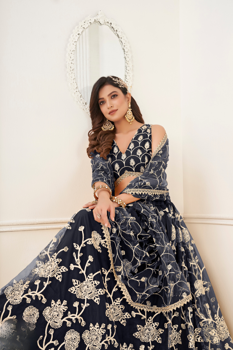 Trendy Butterfly Net Lehenga Choli with Intricate Thread & Sequin Work