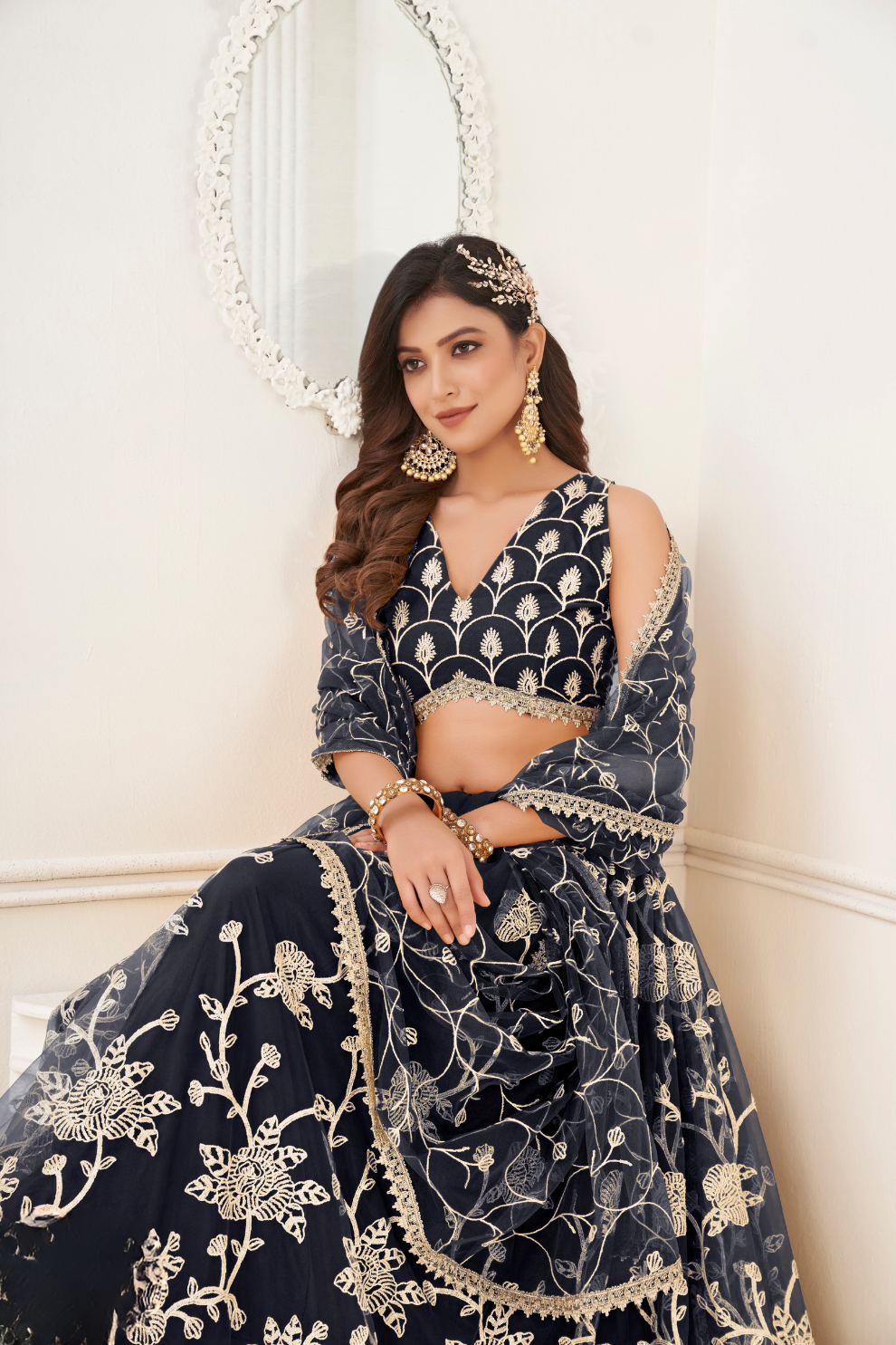 Trendy Butterfly Net Lehenga Choli with Intricate Thread & Sequin Work