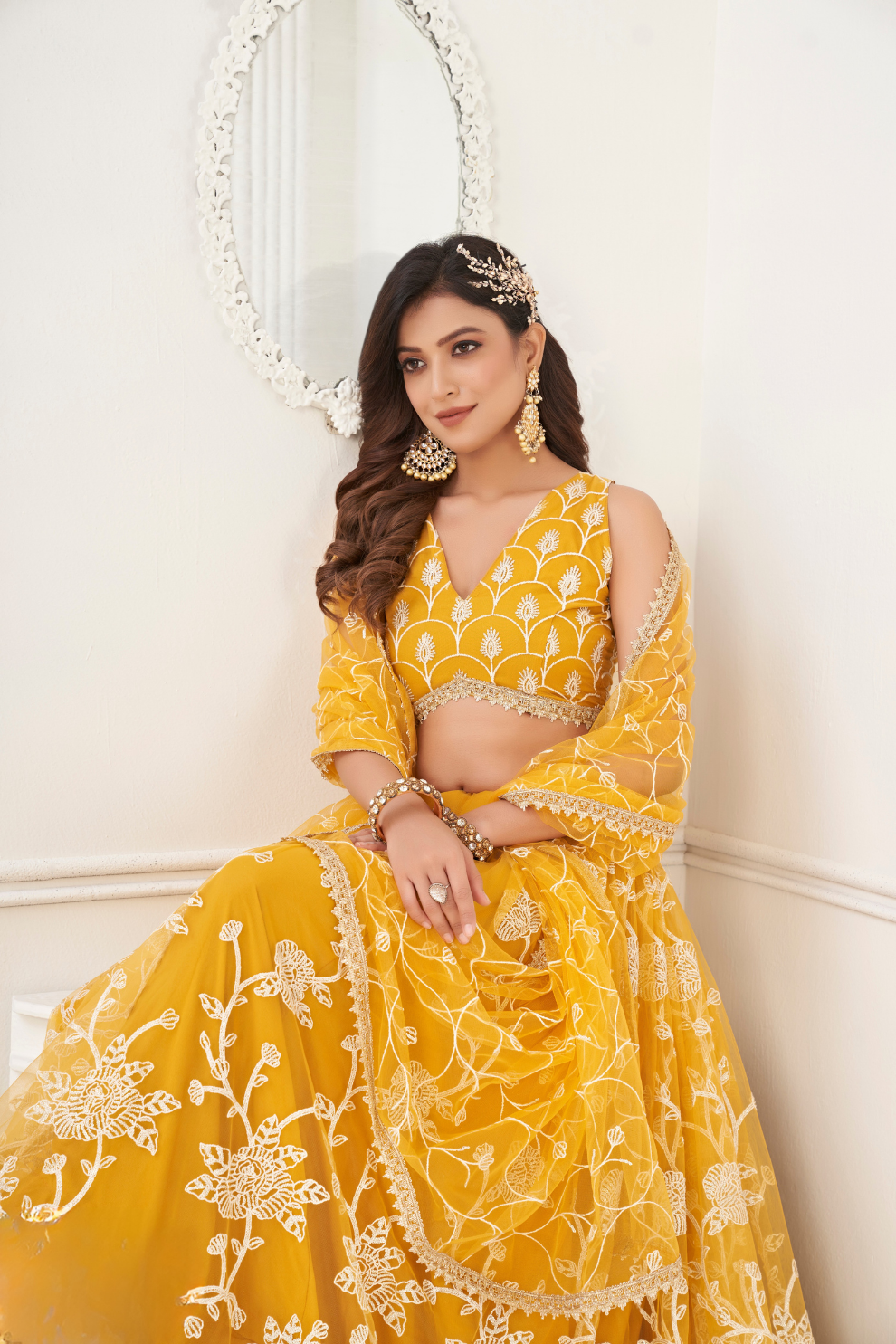Trendy Butterfly Net Lehenga Choli with Intricate Thread & Sequin Work