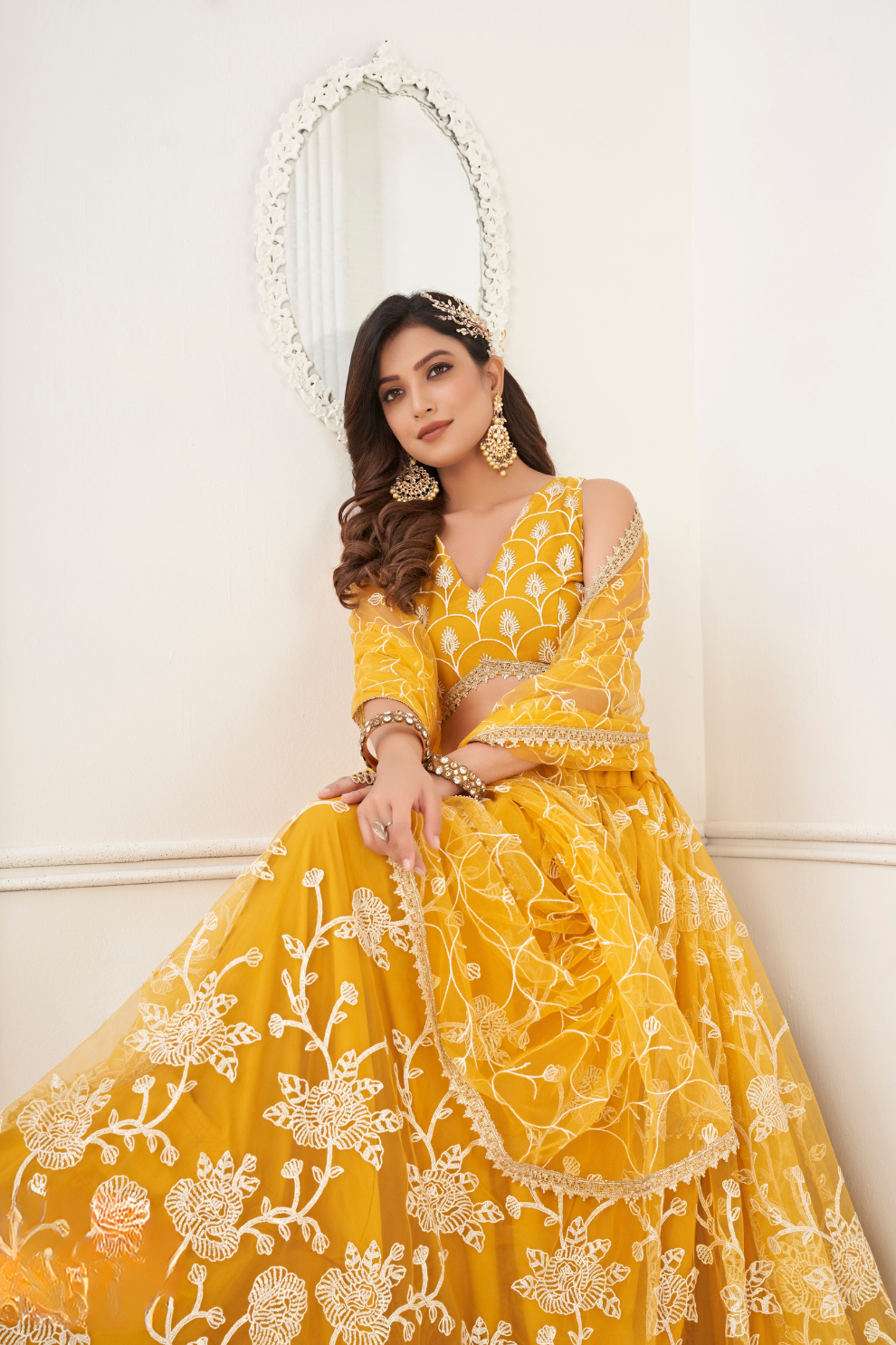 Trendy Butterfly Net Lehenga Choli with Intricate Thread & Sequin Work