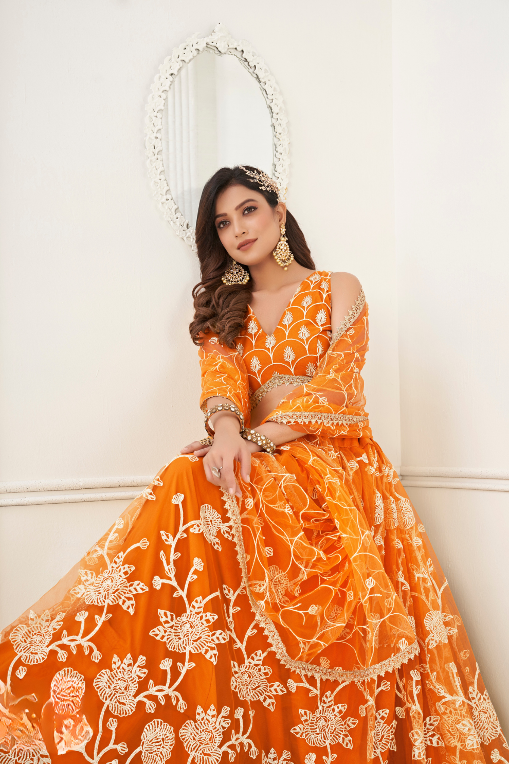 Trendy Butterfly Net Lehenga Choli with Intricate Thread & Sequin Work