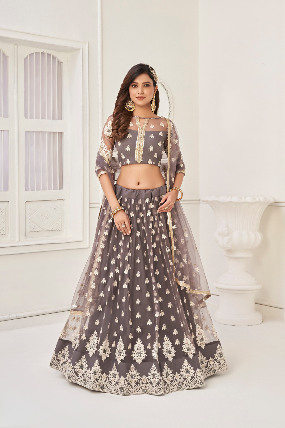 Glamorous Party Wear Lehenga in Butterfly Net with Embroidery Work