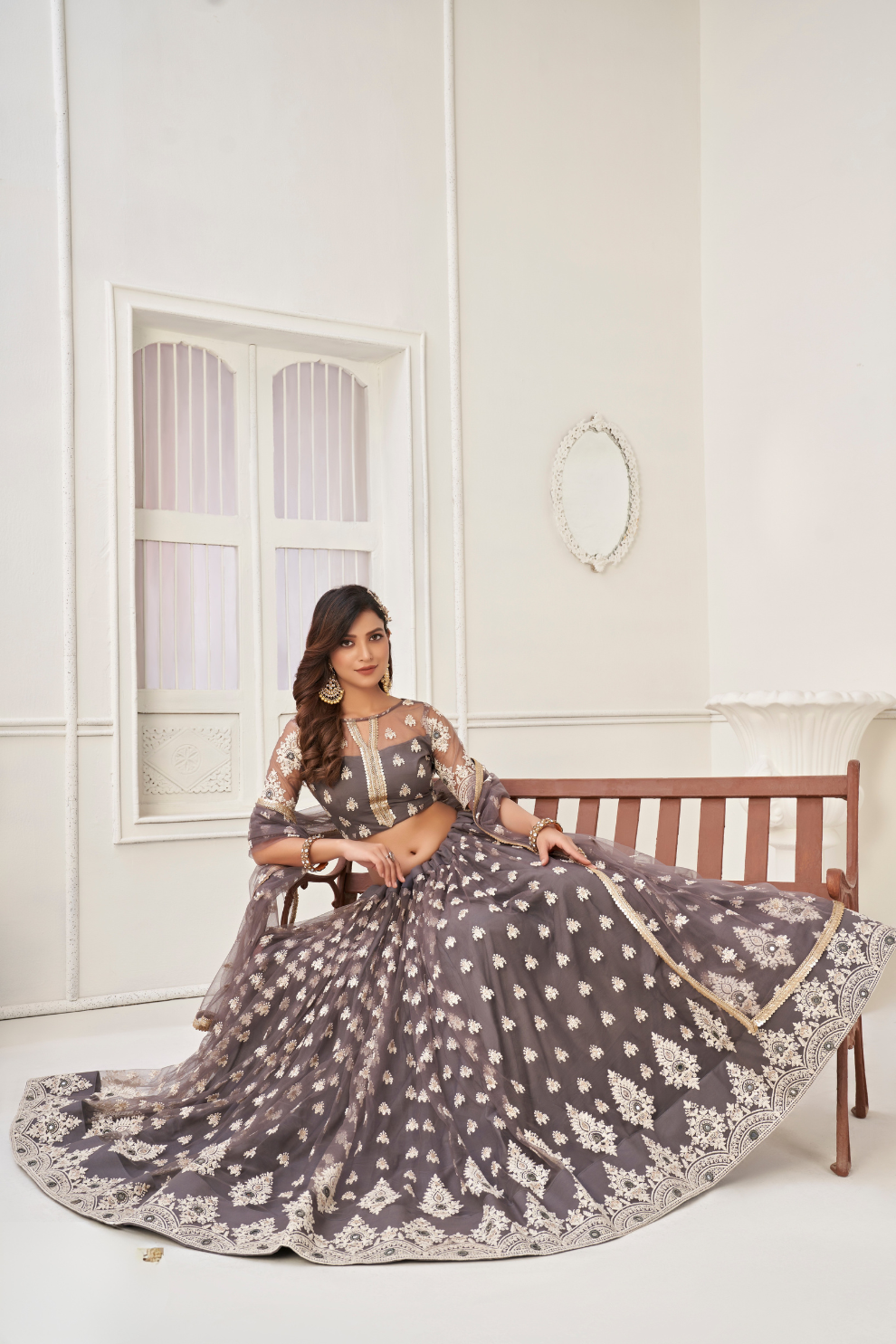 Glamorous Party Wear Lehenga in Butterfly Net with Embroidery Work