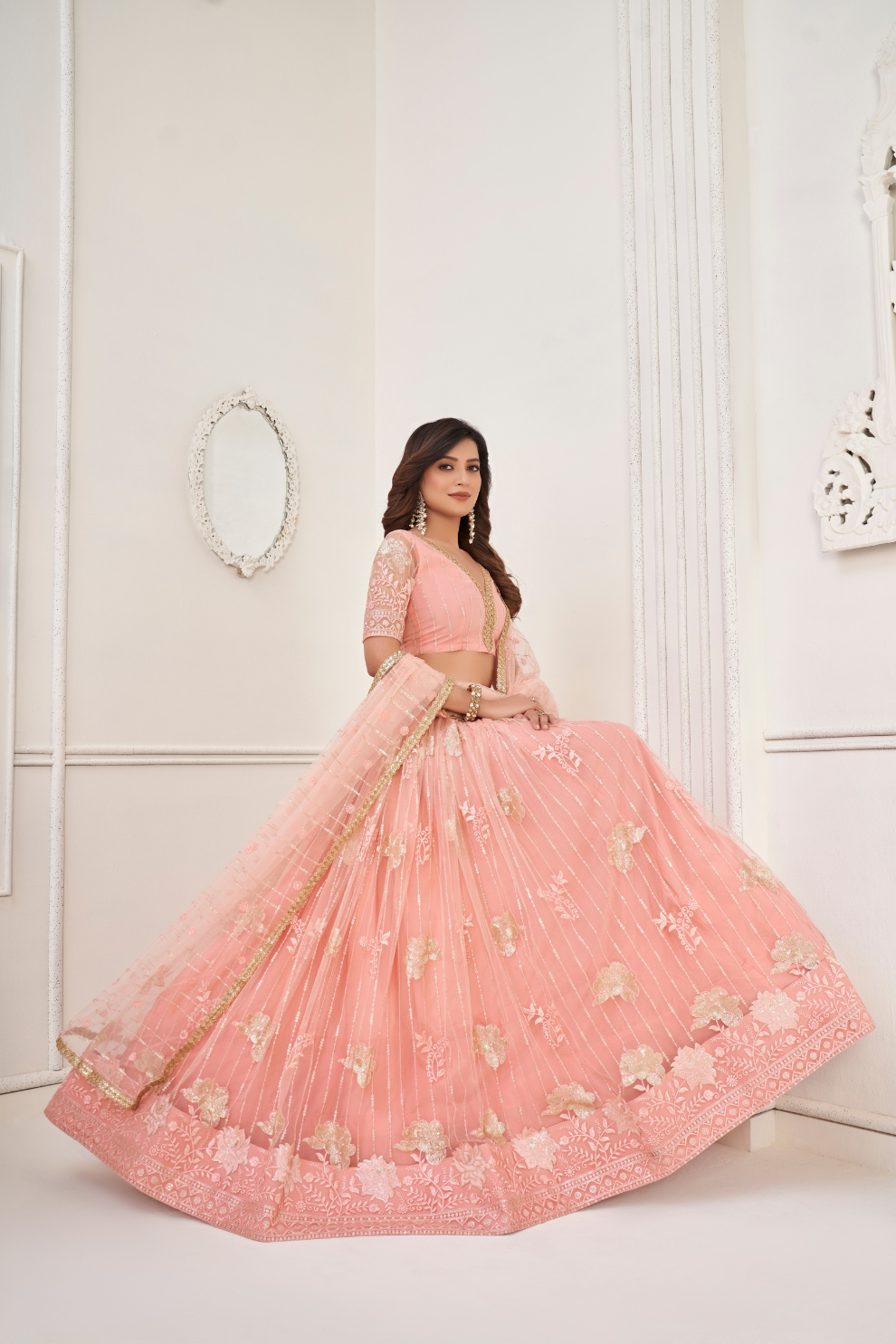 Glamorous Party Wear Lehenga in Butterfly Net with Embroidery Work