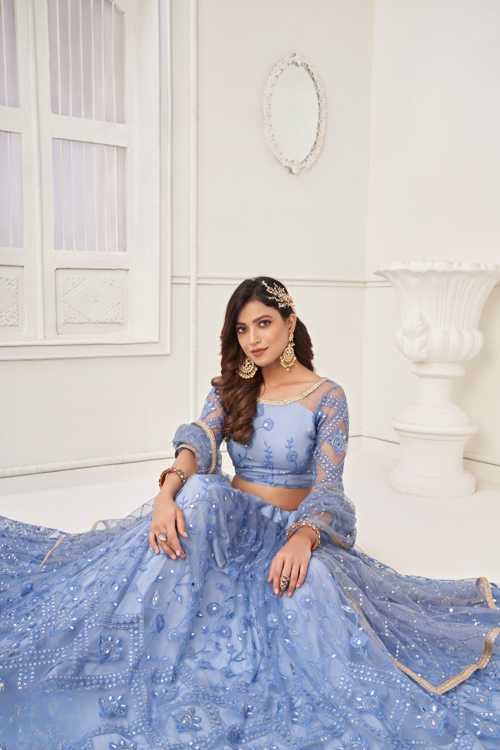 Glamorous Party Wear Lehenga in Butterfly Net with Embroidery Work