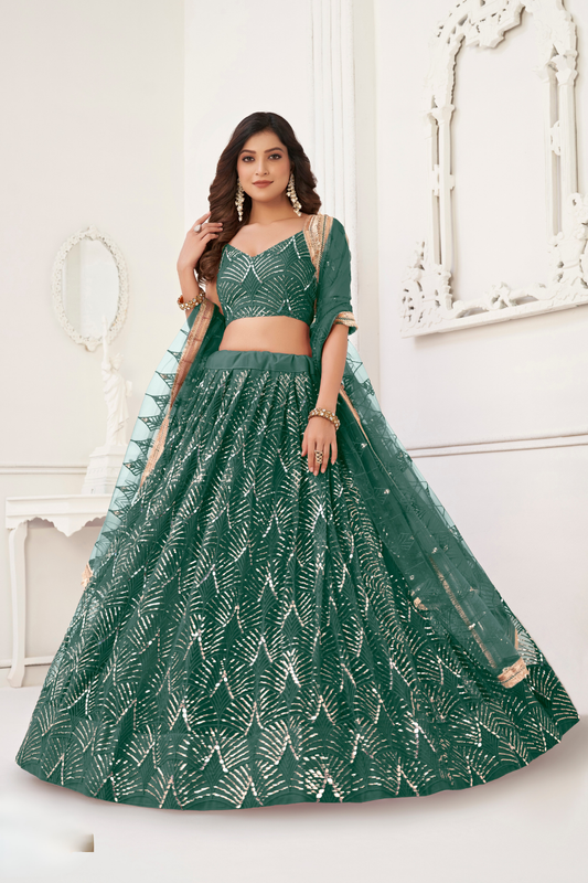 Trendy Butterfly Net Lehenga Choli with Intricate Thread & Sequin Work