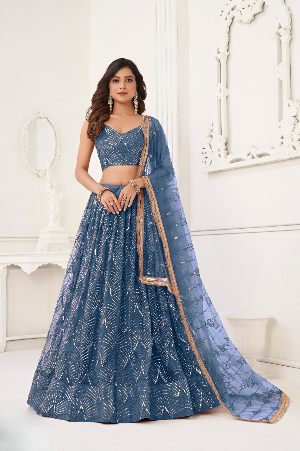 Trendy Butterfly Net Lehenga Choli with Intricate Thread & Sequin Work