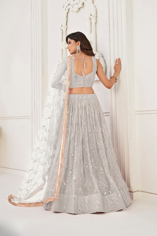 Trendy Butterfly Net Lehenga Choli with Intricate Thread & Sequin Work