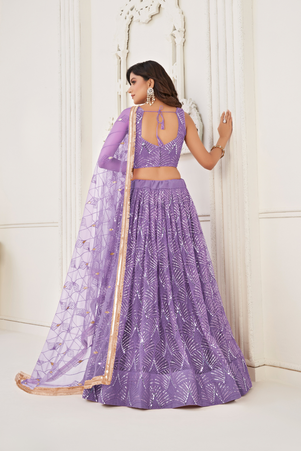Trendy Butterfly Net Lehenga Choli with Intricate Thread & Sequin Work