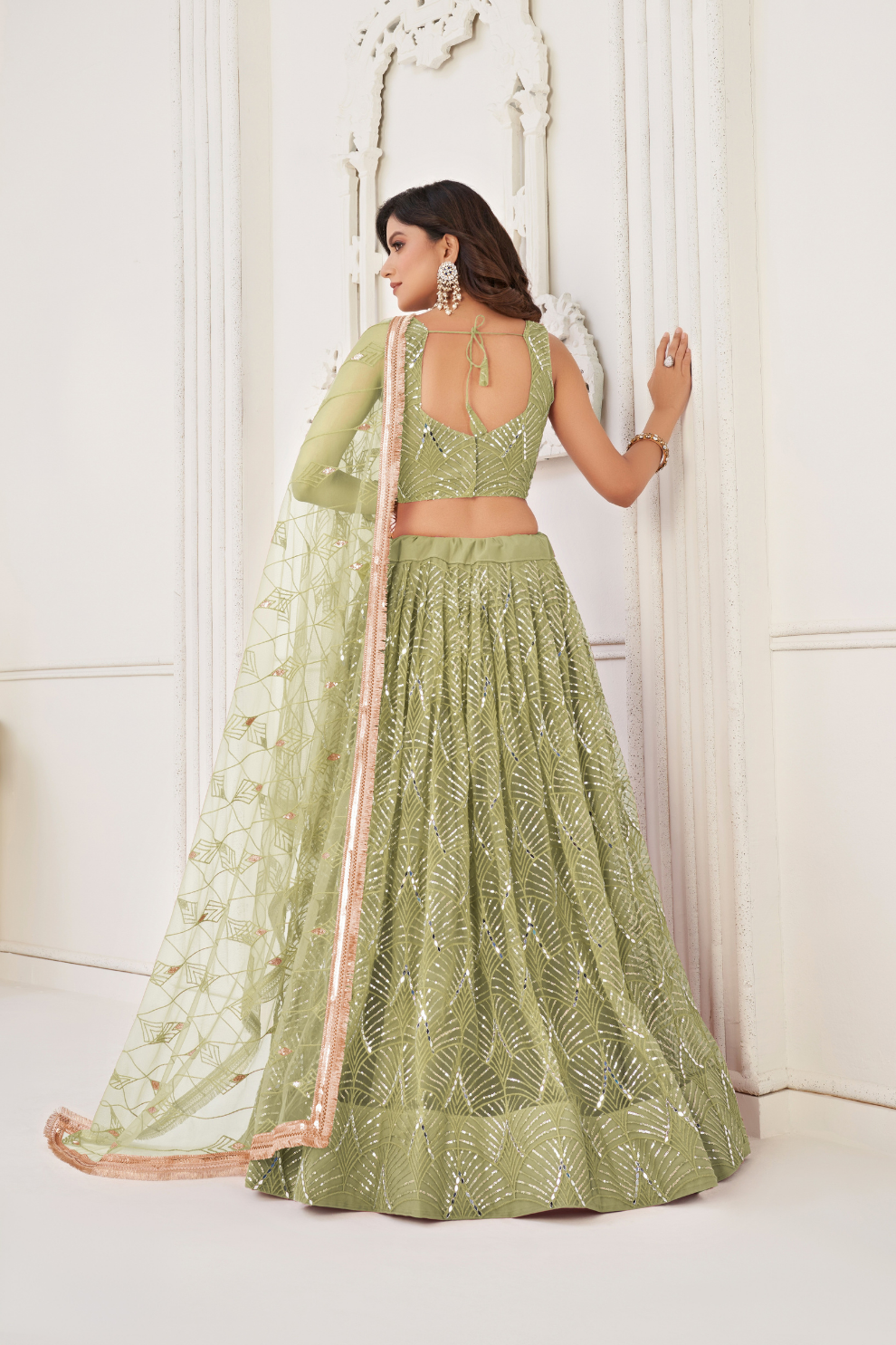 Trendy Butterfly Net Lehenga Choli with Intricate Thread & Sequin Work