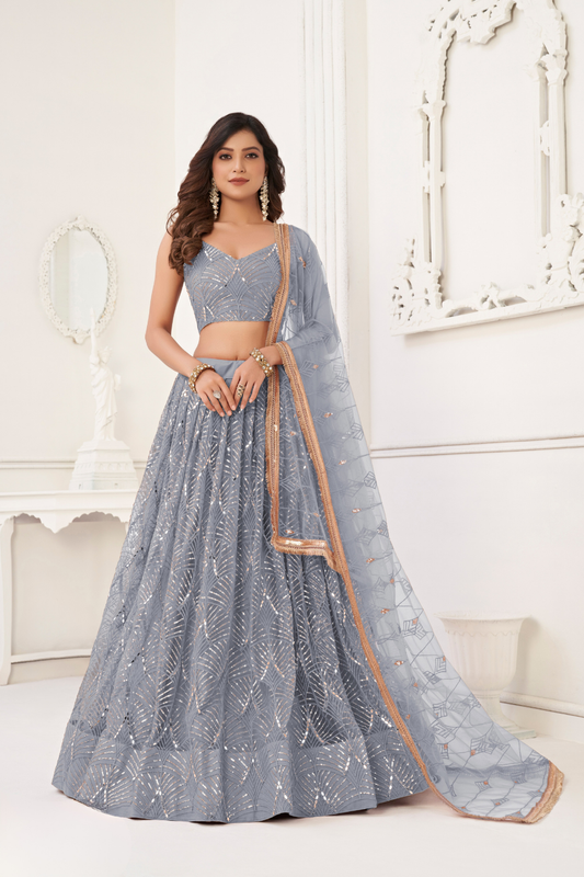 Trendy Butterfly Net Lehenga Choli with Intricate Thread & Sequin Work
