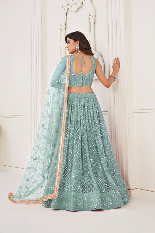Trendy Butterfly Net Lehenga Choli with Intricate Thread & Sequin Work