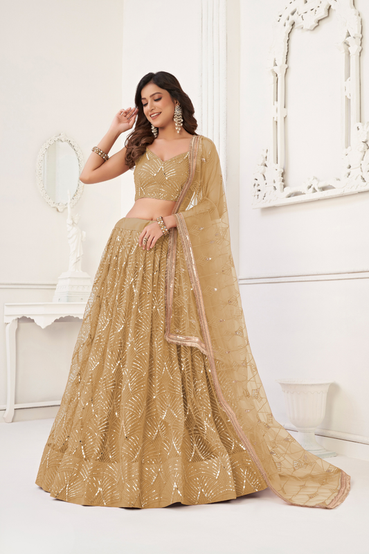 Trendy Butterfly Net Lehenga Choli with Intricate Thread & Sequin Work
