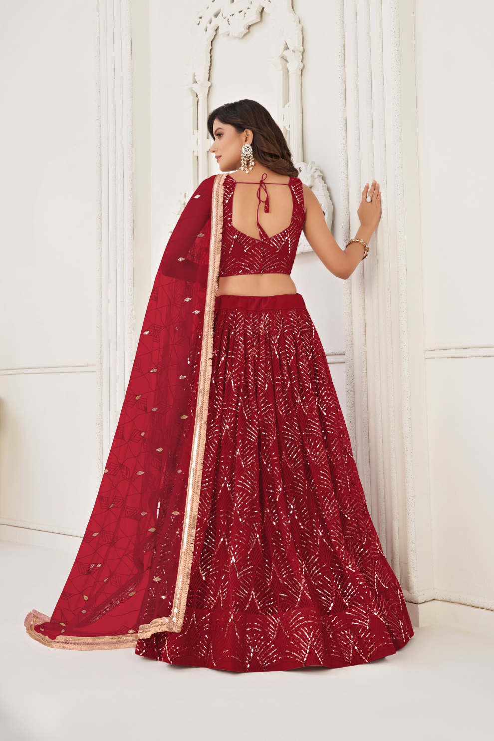 Trendy Butterfly Net Lehenga Choli with Intricate Thread & Sequin Work